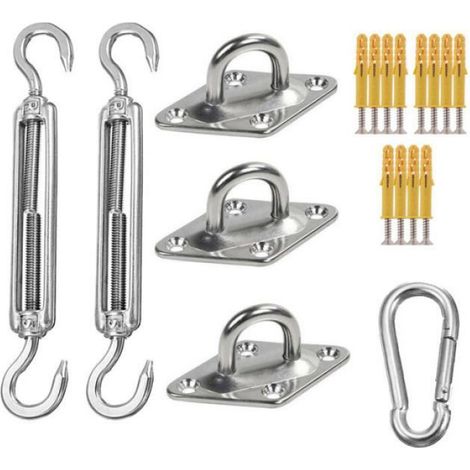 MARSEE Kit de Fixation de Voile D'ombrage, Kit de Quincaillerie Triangle en Acier Inoxydable, pour Jardin Extérieur (1/5)