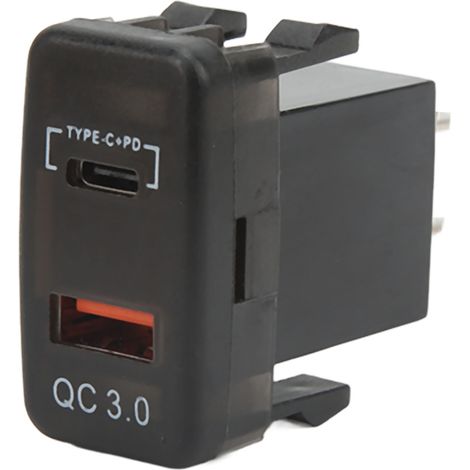 Chargeur de voiture double USB à interrupteur à bascule avec prise de charge rapide et voltmètre bleu, universel pour camping-car. (1/5)