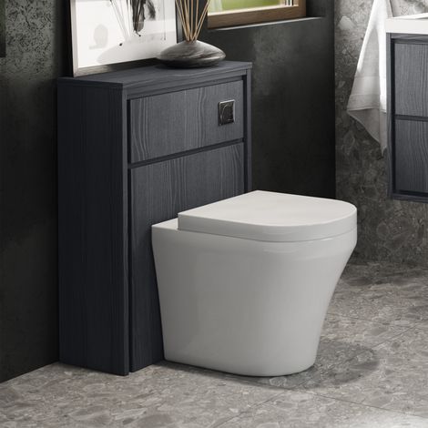 Hudson Reed Lille WC Unit 550mm Wide - Graphite Grey Woodgrain