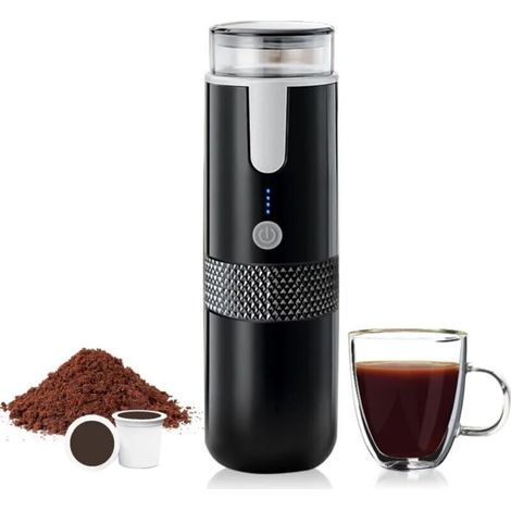 Machine à café portable compatible avec les capsules de tasse K Café moulu Cafetière à main à commande manuelle pour le camping (1/5)