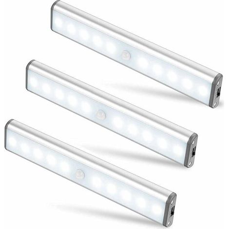 LED-Lampe KCVV - 3er-Set - Wiederaufladbar per USB - Bewegungsmelder - 2 Beleuchtungsmodi