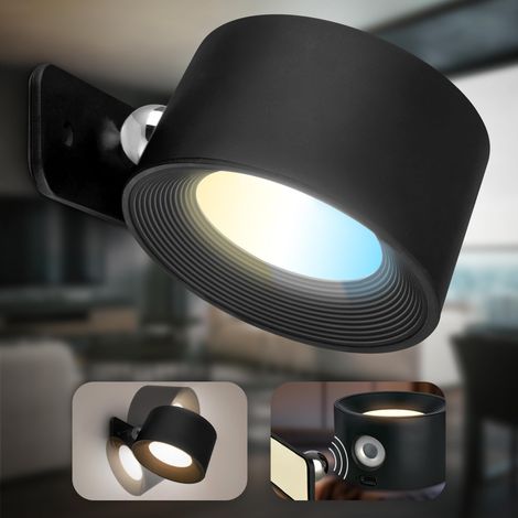 Applique murale sans branchement électrique avec accu, amovible magnétiquement, pivotant à 360°, dimmable, CCT, applique intérieure, lampe de lit, lecture, 9,5x8x4,5 cm (1/5)