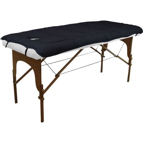 Surmatelas pour table de massage, coton et polyester - 78 x 187 x 3 cm - Noir - Vivezen (1/5)