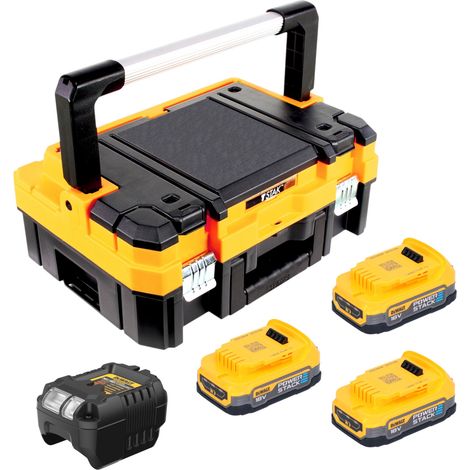 DeWalt DCB 1102 E3T Akku Starter Set 18 V mit 3x Powerstack Akku 1,7 Ah + DCB 1102 Ladegerät + TSTAK (1/5)