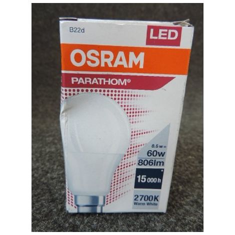 Ampoule LED Classic A 8.5W 2700K 806lm culot B22d Ø 60x110mm 230V non-dimmable OSRAM LEDVANCE 292314