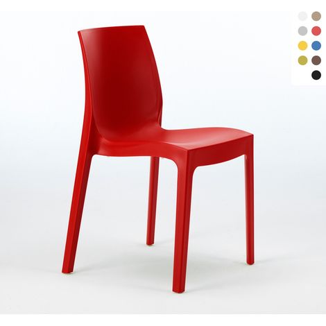 Grand Soleil – Chaise empilable en polypropylène pour salle à manger – Confort ergonomique – Résistante aux intempéries – Dimensions 52x54x81 cm – Rouge