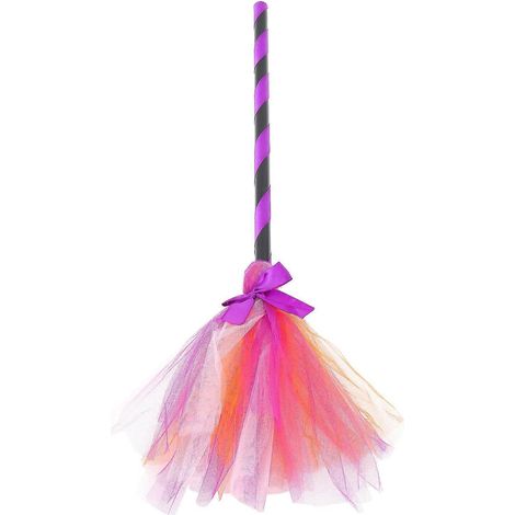Balai de sorcière d'Halloween en plastique, accessoire décoratif pour fête.-75X2CM-Purple (1/3)