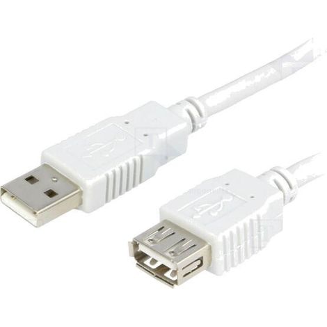 Cable USB 2.0 USB A femelle USB A prise male 3m - Gris clair