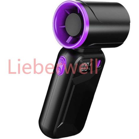 Ventilateur portatif sans fil USB, mini ventilateur main, LED affichage numérique, 3 vitesses, grande autonomie, 4000mAh,Black (1/5)