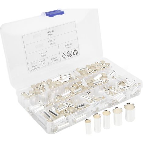 Lot de 200 Embouts de Fil 2-8 Gauge Connecteurs Électriques en Cuivre à Sertir pour Amplificateur Auto et Appareils (1/5)