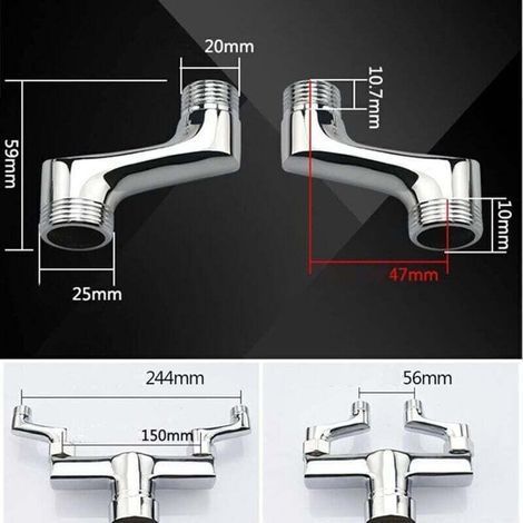 Raccordo angolare per doccia - Raccordo riduttore angolare in ottone - Braccio girevole regolabile - Raccordo a parete angolare - Raccordo offset da 1/2" a 3/4" - Cromato (1/2)