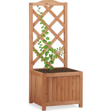 Relaxdays – Jardinière avec treillis en bois de sapin 20L – Dimensions 90 x 36 x 36 cm – Charge maximale 20 kg – Pour plantes grimpantes et décoration de jardin