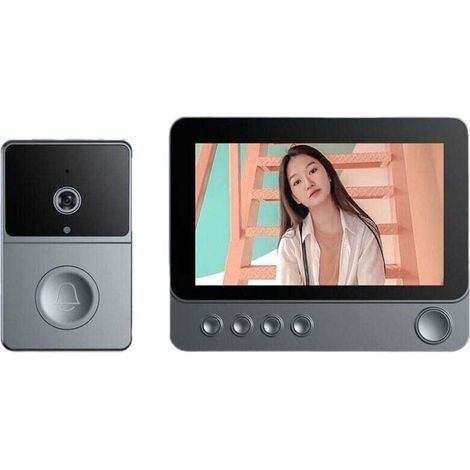 Sonnette sans fil sans Wi-Fi ni application avec caméra 1080P, sonnette vidéo extérieure étanche IP67 avec écran 4,3", vision nocturne, angle de vision de 170°, vision nocturne, interphone vidéo XXW (1/4)