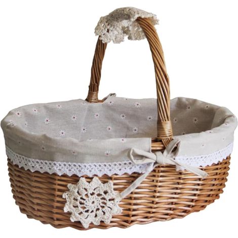 Panier de Rangement Tressé en Osier Naturel Taille S Doublure en Lin et (1/5)