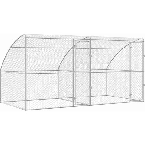 Refugio para perros 2 pcs Plateado 4 x 2 x 2 m vidaXL