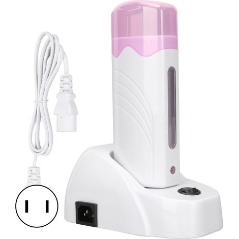 Chauffe-cire dépilatoire portable avec base chauffante, 110V prise US, machine à épiler à rouleau pour cire chaude, dispositif professionnel de dépilation. (1/5)
