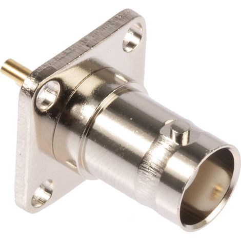 Connecteur coaxial RS PRO Femelle Droit, raccordement A souder 50O Montage sur Platine ( Prix pour 1 ) (1/3)