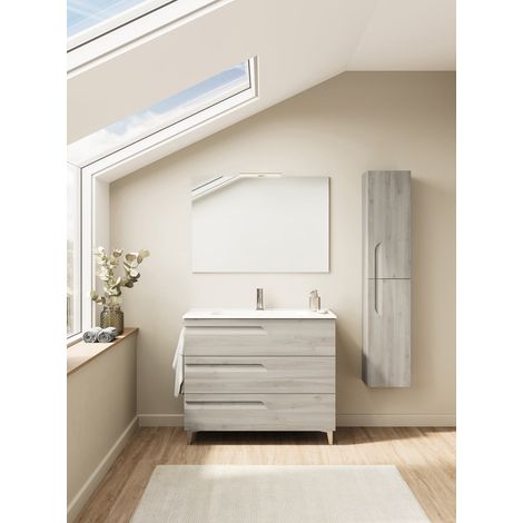 ROYO VITALE Conjunto Mueble de Baño Completo Fondo Reducido 3 Cajones Blanco Nature - Medida: 80 cms - ref: C0072372 (1/2)