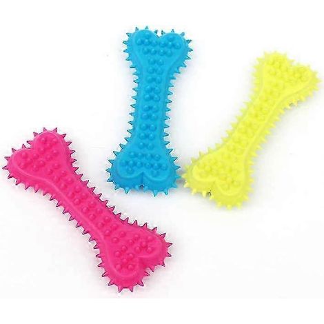 Lot de 3 jouets à mâcher pour chiens mâcheurs agressifs, design en forme d'os à pointes, matériau TPR durable, pour occuper les petits chiens. (1/5)