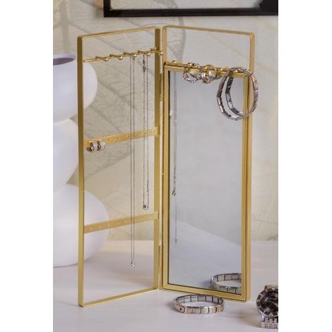 Portagioie da mobile in ferro con specchio 21,5 x 7 x 32,5 cm (1/2)