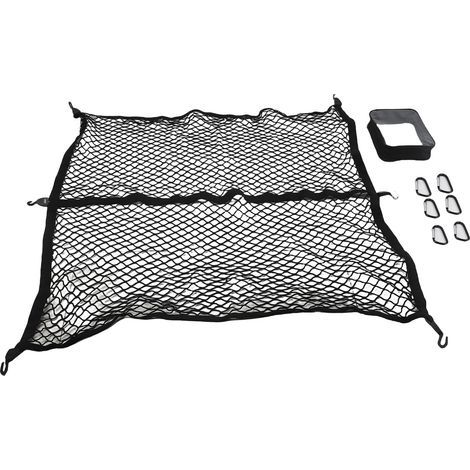 Elastic cargo net with secure fastening, expandable from 3.9 x 3.9 feet to 6.9 x 6.9 feet, with 6 clips for pickup trucks (1/3)