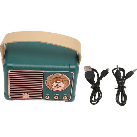 Enceinte Bluetooth Vintage, Son HiFi Stéréo, Transmission Rapide, Faible Consommation, Portable pour Intérieur et Extérieur, Design Rétro Vert (1/5)