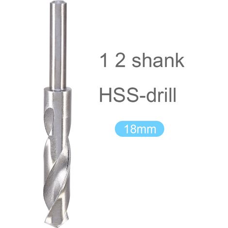 Foret hélicoïdal 18mm en acier rapide HSS, queue méplate 1/2", pour forge et métallurgie, foret à tordre robuste, usage professionnel et artisanal. (1/4)