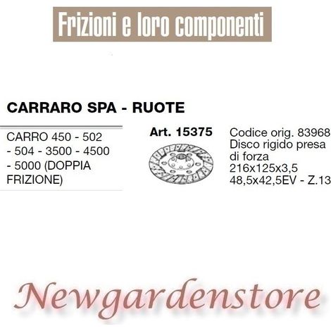 Disco de embrague 15375 CARRARO tractor 450 502 504 3500 4500 5000 48.5x42.5