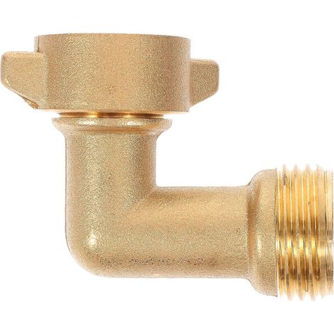 Raccord coudé pour tuyau d'arrosage 3/4 pouce en laiton pour une utilisation extérieure avec camping-cars et robinets. Installation facile. Lot de 4. (1/5)
