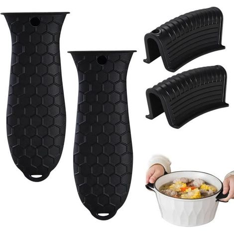 4Pcs Manche en Silicone pour Casserole,Couvercle De Poignée Chaude en Silicone,Poignée Pot Silicone Thermal Insulation Handle Cover (1/4)
