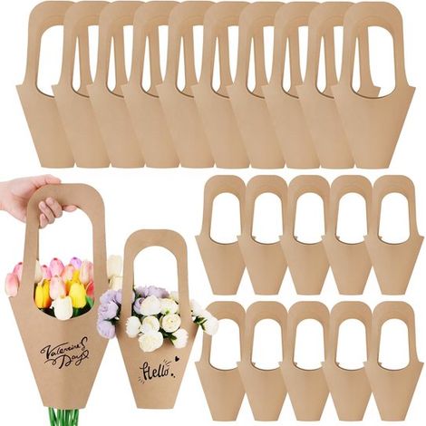 Ronte Kegelförmige Blumentüten aus Kraftpapier für kreative Hochzeitsdekoration Set mit 20 Stück in 2 Größen braune Geschenktüten. (1/5)