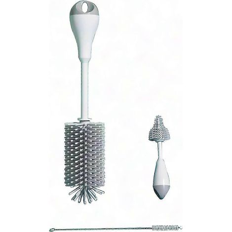Brosse à biberon et kit de nettoyage de pailles - Brosse de lavage réutilisable pour biberons de bébé, sûre et durable (Rose) (1/5)