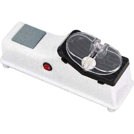 Affûteur de couteaux de cuisine électrique - Portable - Réglable - Affûtage rapide - Convient également aux ciseaux - 21 x 6 x 6 cm - Blanc (1/4)