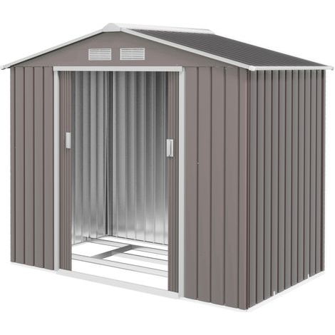 Metall-Gartengeräte-Aufbewahrungsbox mit Schiebetüren, 213 x 130 x 185 cm, Grau (1/5)