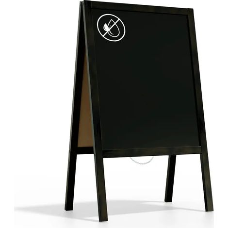 Chevalet Stop Trottoir avec Cadre en Bois Laqué Noir 100x60cm, Chevalet Publicitaire