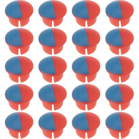 Lot de 20 indicateurs de robinet pour poignée d'eau chaude et froide - Étiquettes rouges et bleues - Pour éviers de cuisine et salle de bain - Convient pour les trous de robinet d'eau de 6,7 (1/5)