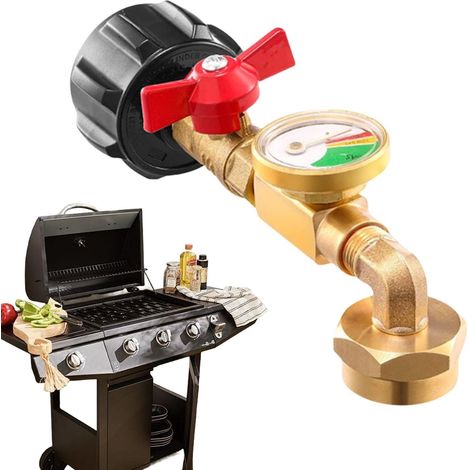 Manomètre de propane, adaptateur de propane en laiton massif, accessoire de remplissage de réservoir de 0,5 kg
