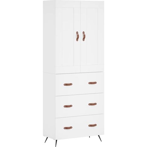 Buffet,Bahut,Meuble de Rangement haut Blanc 69,5x34x180 cm Bois d'ingénierie CFW41770 (1/5)