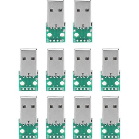 10pcs Adaptateur Micro USB DIP USB 4 Broches 2.54mm Conversion PCB Connecteur Mâle A型 (1/5)