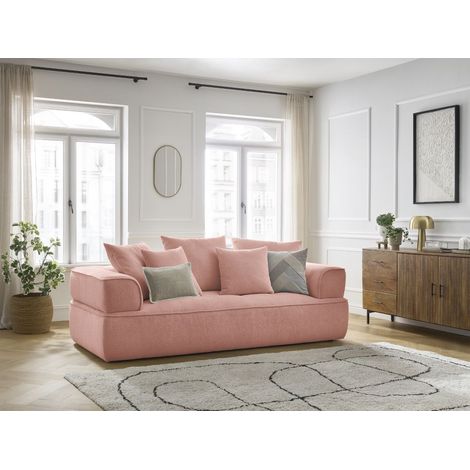 BOBOCHIC - Canapé droit fixe 3 places WHESLEY Rose (1/5)