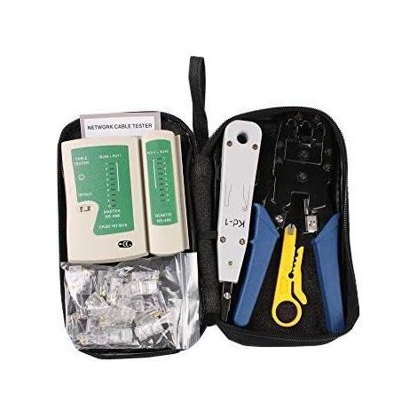 Comprobador de cable Ethernet de red, kit RJ45, RJ11, Cat5, Cat6, detector de línea de cable, 8 piezas, herramientas con cabezal de cristal
