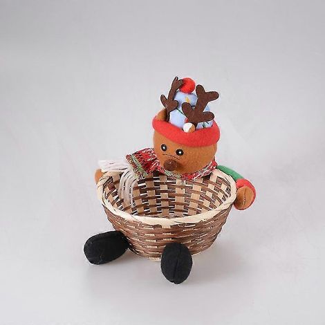 Halloween-Weihnachtsgeschenke, Weihnachtsdekoration, Weihnachtsmann, Schneemann, Süßigkeiten, Bambuskorb-Dekoration (1/5)