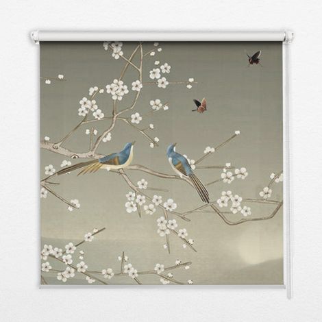Innenrollo Fensterrollo - Rollo ohne Bohren - Sichtschutzrollo - Lichtdurchlässiges Rollo - Rechteckiges - Rollo - (80 cm x 180 cm) - Vögel auf einem Ast (1/5)