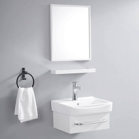 Meuble Salle de Bain Gain de Place Blanc Crème 44x36 cm - iD