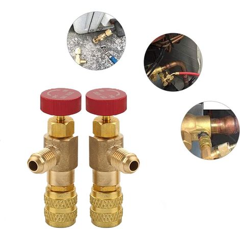 2 Stück Flüssigkeitssicherheitsventiladapter, R410A R22 Sicherheitsventil, Kältemittelregelventil, Klimaanlagen-Kühlventil, für Klimaanlagen-Durchflussventile (1/5)