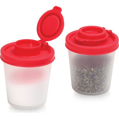 Salière et poivrière en plastique transparent — Kit de voyage portable pour sel, poivre et épices — (Lot de 2) (1/5)