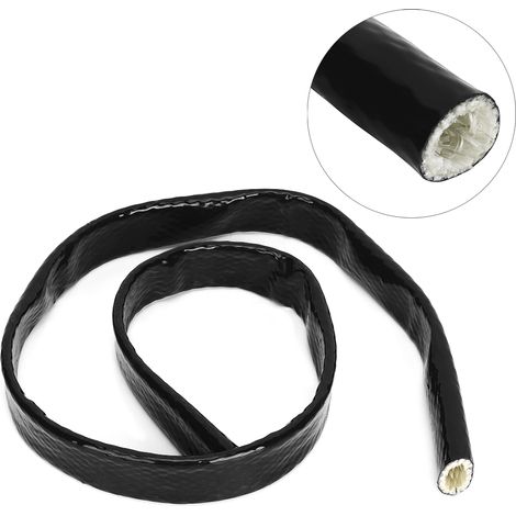 Manchon ignifuge tressé fibre verre noir AN12 écran thermique 3/4 x 3.3pi diam int 0.7po protecteur durite carburant 1pc (1/5)
