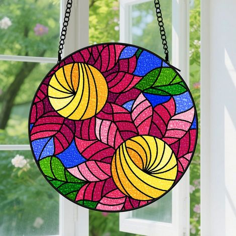 15cm Suspension Vitrail pour Fenêtre, Paysage Floral Élégant Accroche-Soleil pour Portail Décoration Maison, Ornement Accroche-Soleil Fête des Mères Anniversaire Cadeaux pour Femmes, Hommes et Mère (1/5)