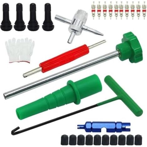 Kit de réparation tige valve changement pneu avec outils multifonctions pour une installation et un retrait précis du noyau sur les pneus véhicule, 13 pièces Pièces. normal (1/4)