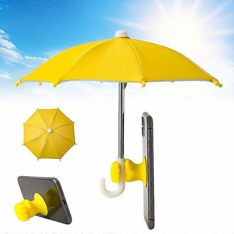 Mini support de téléphone parapluie avec base à ventouse réglable, pare-soleil de protection UV, support portable pour smartphones et tablettes (1/5)